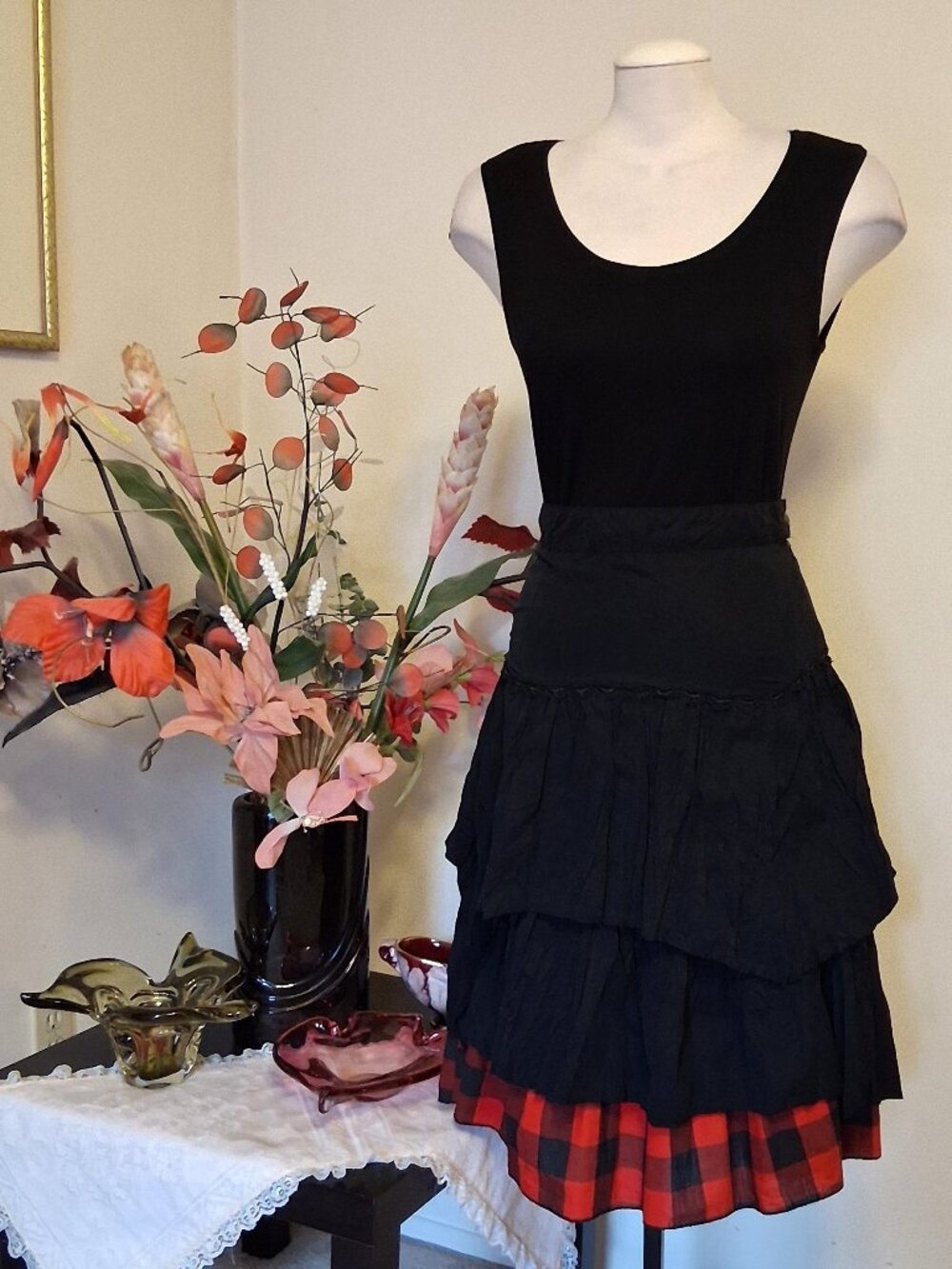 New Unique Design Black Tiered Ruffle Skirt High Quality Vintage Style 10
